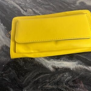 Vibrant Yellow Leather Wristlet